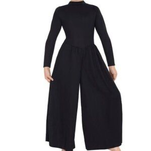 Eurotard Long Sleeve Wide Leg High Neck Praise Jumpsuit Girls XL Black 13846c